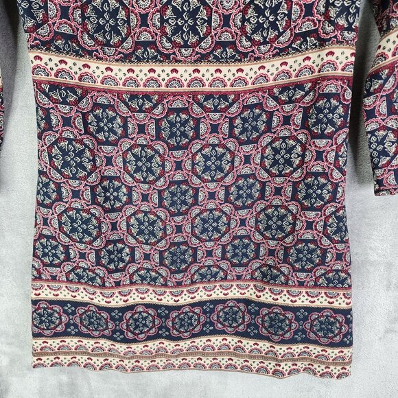 Womens Abercrombie & Fitch Retro Print Dress 3/4 Sleeve Round Neck Size XS - Picture 3 of 14